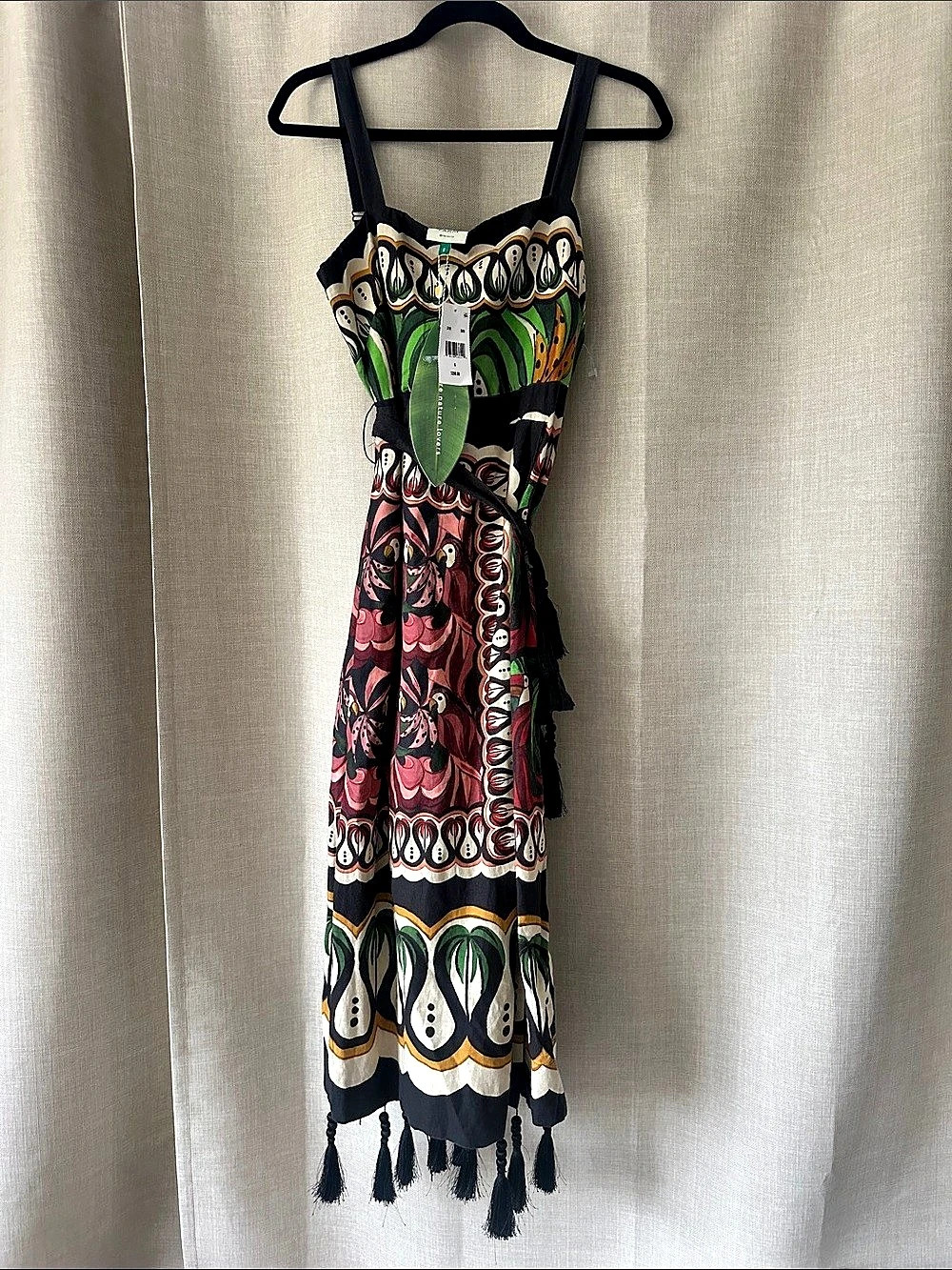 Farm Rio Dress Tropical Print with Sash Size Small NWT